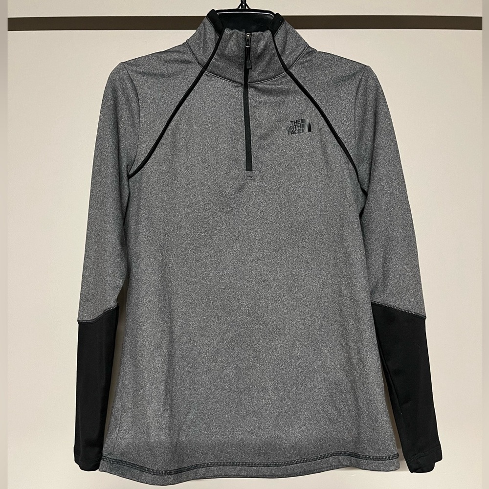 The North Face Grey and Black Colorblock Quarterzip